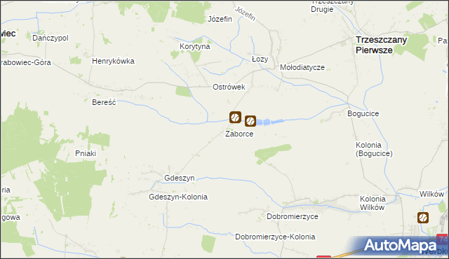 mapa Zaborce gmina Trzeszczany, Zaborce gmina Trzeszczany na mapie Targeo