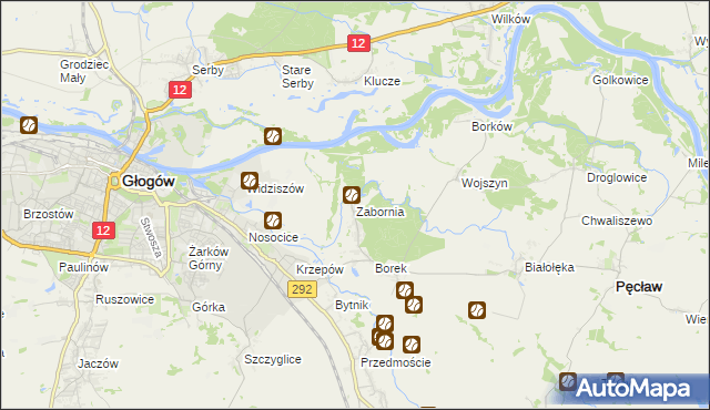 mapa Zabornia gmina Głogów, Zabornia gmina Głogów na mapie Targeo