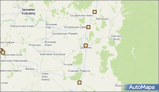 mapa Zaborowo gmina Janowiec Kościelny, Zaborowo gmina Janowiec Kościelny na mapie Targeo