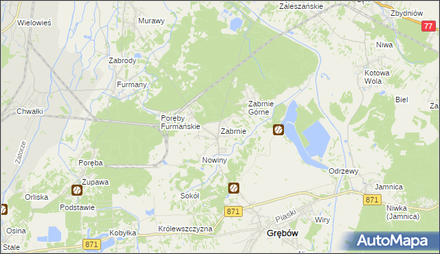 mapa Zabrnie gmina Grębów, Zabrnie gmina Grębów na mapie Targeo