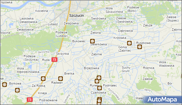 mapa Zabrnie gmina Szczucin, Zabrnie gmina Szczucin na mapie Targeo