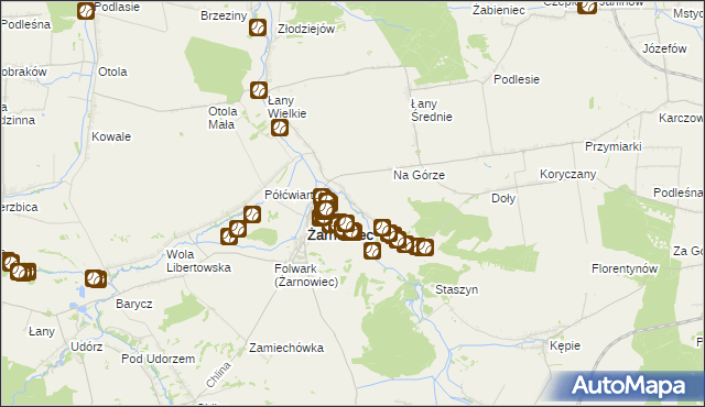 mapa Zabrodzie gmina Żarnowiec, Zabrodzie gmina Żarnowiec na mapie Targeo