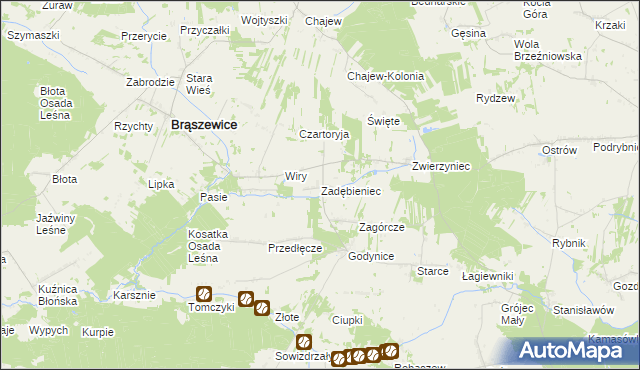 mapa Zadębieniec, Zadębieniec na mapie Targeo