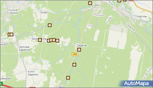 mapa Żaganiec, Żaganiec na mapie Targeo