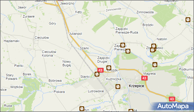 mapa Zajączki Drugie, Zajączki Drugie na mapie Targeo