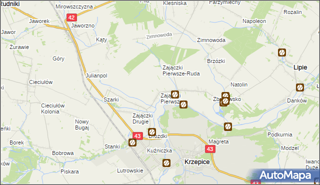 mapa Zajączki Pierwsze, Zajączki Pierwsze na mapie Targeo