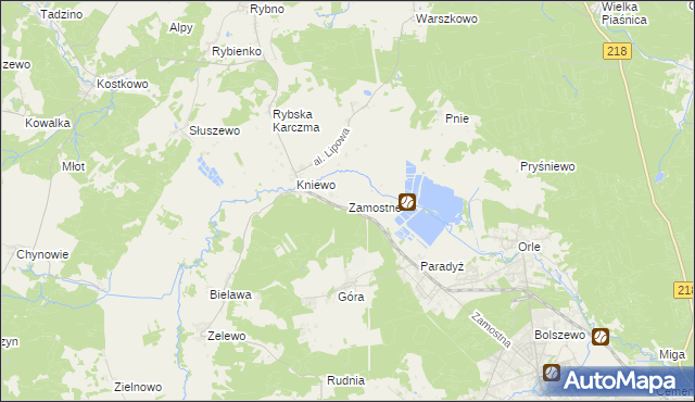 mapa Zamostne gmina Wejherowo, Zamostne gmina Wejherowo na mapie Targeo