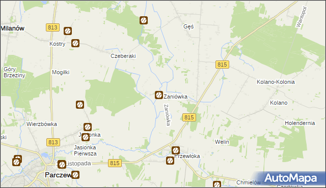 mapa Zaniówka, Zaniówka na mapie Targeo