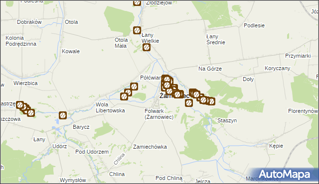 mapa Żarnowiec powiat zawierciański, Żarnowiec powiat zawierciański na mapie Targeo