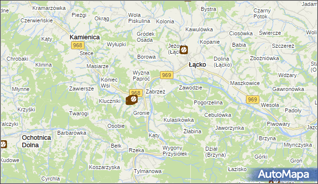 mapa Zarzecze gmina Łącko, Zarzecze gmina Łącko na mapie Targeo