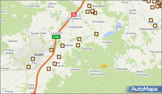 mapa Zazdrość gmina Szubin, Zazdrość gmina Szubin na mapie Targeo