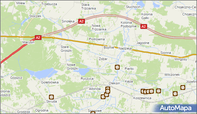 mapa Żdżar gmina Kotuń, Żdżar gmina Kotuń na mapie Targeo