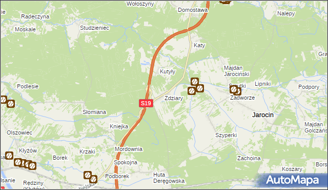 mapa Zdziary gmina Jarocin, Zdziary gmina Jarocin na mapie Targeo