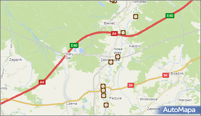 mapa Zebrzydowa, Zebrzydowa na mapie Targeo