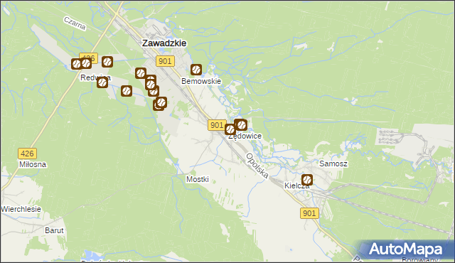 mapa Żędowice, Żędowice na mapie Targeo