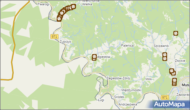 mapa Żegiestów, Żegiestów na mapie Targeo