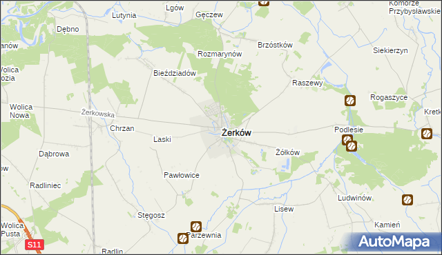 mapa Żerków powiat jarociński, Żerków powiat jarociński na mapie Targeo