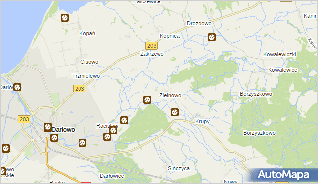 mapa Zielnowo gmina Darłowo, Zielnowo gmina Darłowo na mapie Targeo