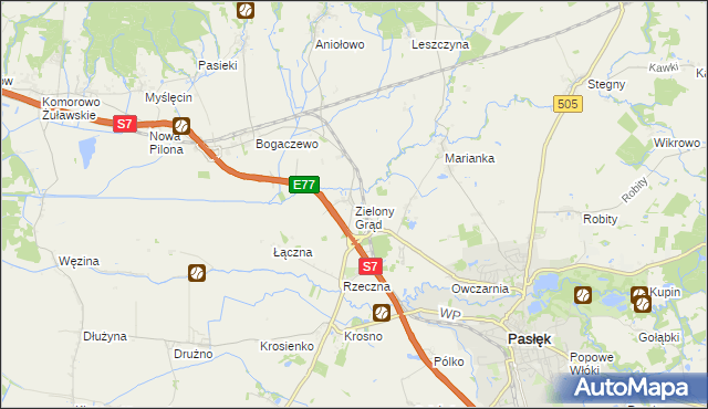 mapa Zielony Grąd, Zielony Grąd na mapie Targeo