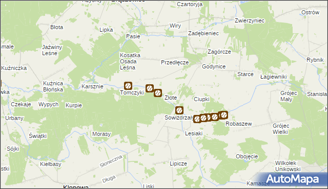 mapa Złote, Złote na mapie Targeo