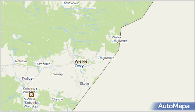 mapa Żmijowiska gmina Wielkie Oczy, Żmijowiska gmina Wielkie Oczy na mapie Targeo
