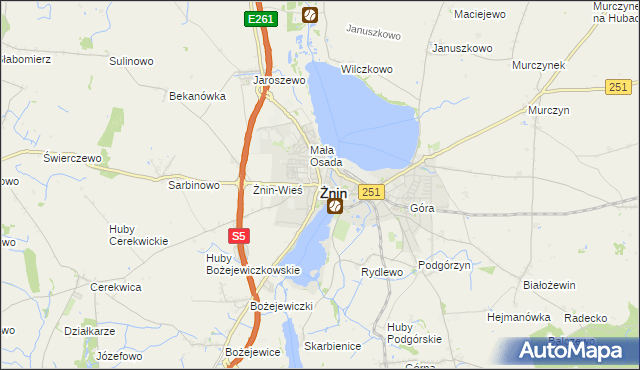 mapa Żnin, Żnin na mapie Targeo