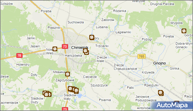 mapa Zrecze Małe, Zrecze Małe na mapie Targeo