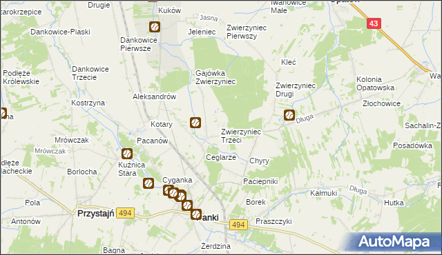 mapa Zwierzyniec Trzeci, Zwierzyniec Trzeci na mapie Targeo