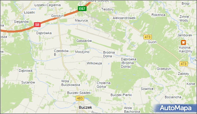 mapa Brodnia Górna, Brodnia Górna na mapie Targeo