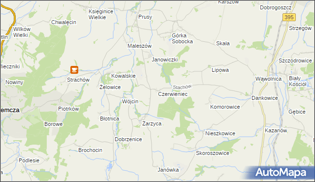 mapa Czerwieniec gmina Kondratowice, Czerwieniec gmina Kondratowice na mapie Targeo