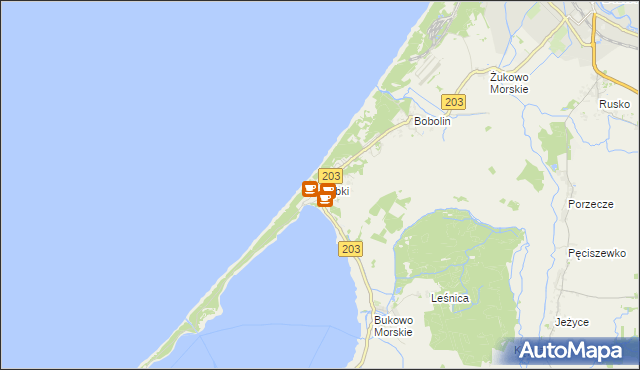 mapa Dąbki gmina Darłowo, Dąbki gmina Darłowo na mapie Targeo
