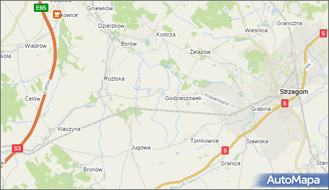 mapa Godzieszówek, Godzieszówek na mapie Targeo