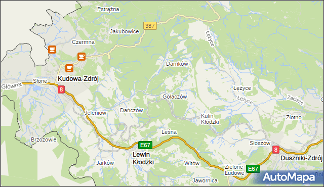 mapa Gołaczów, Gołaczów na mapie Targeo