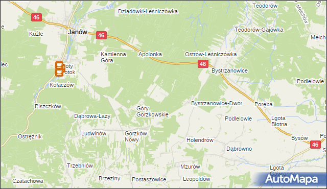 mapa Hucisko gmina Janów, Hucisko gmina Janów na mapie Targeo
