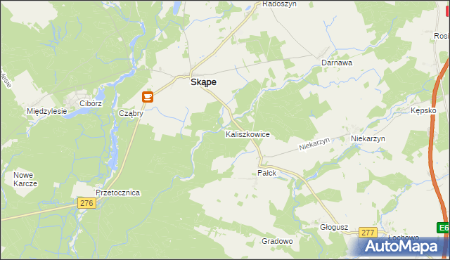 mapa Kaliszkowice gmina Skąpe, Kaliszkowice gmina Skąpe na mapie Targeo