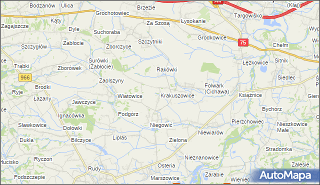mapa Krakuszowice, Krakuszowice na mapie Targeo