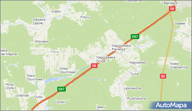 mapa Nagoszewka Druga, Nagoszewka Druga na mapie Targeo