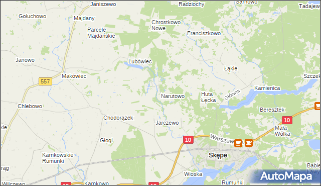 mapa Narutowo, Narutowo na mapie Targeo