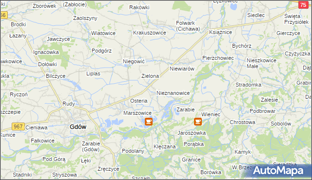 mapa Nieznanowice gmina Gdów, Nieznanowice gmina Gdów na mapie Targeo