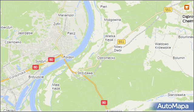 mapa Ostromecko, Ostromecko na mapie Targeo