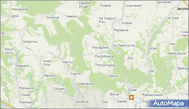 mapa Paczółtowice, Paczółtowice na mapie Targeo