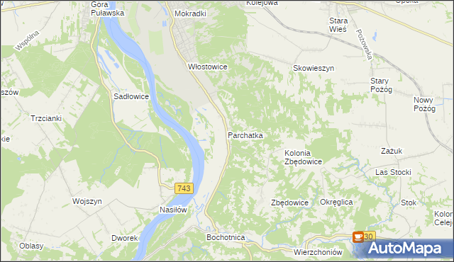 mapa Parchatka, Parchatka na mapie Targeo