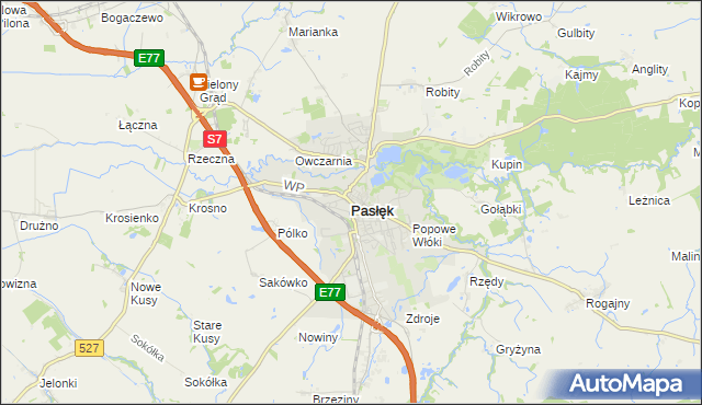 mapa Pasłęk, Pasłęk na mapie Targeo