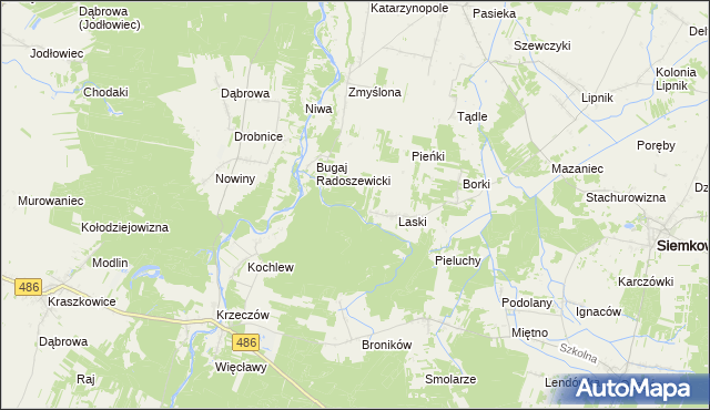 mapa Pieńki Laskowskie, Pieńki Laskowskie na mapie Targeo