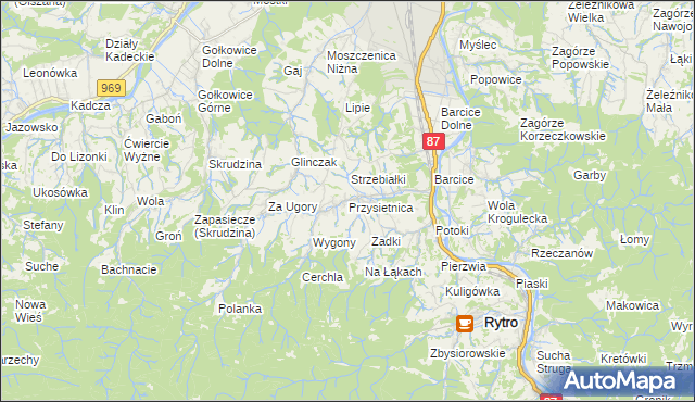 mapa Przysietnica gmina Stary Sącz, Przysietnica gmina Stary Sącz na mapie Targeo