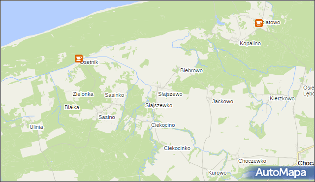 mapa Słajszewo, Słajszewo na mapie Targeo