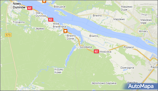 mapa Soczewka gmina Nowy Duninów, Soczewka gmina Nowy Duninów na mapie Targeo
