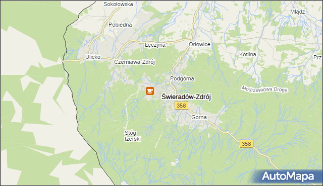 mapa Świeradów-Zdrój, Świeradów-Zdrój na mapie Targeo