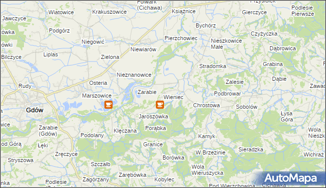 mapa Wieniec gmina Gdów, Wieniec gmina Gdów na mapie Targeo