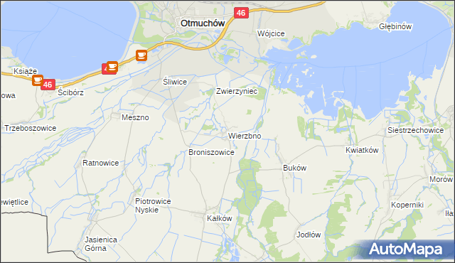 mapa Wierzbno gmina Otmuchów, Wierzbno gmina Otmuchów na mapie Targeo